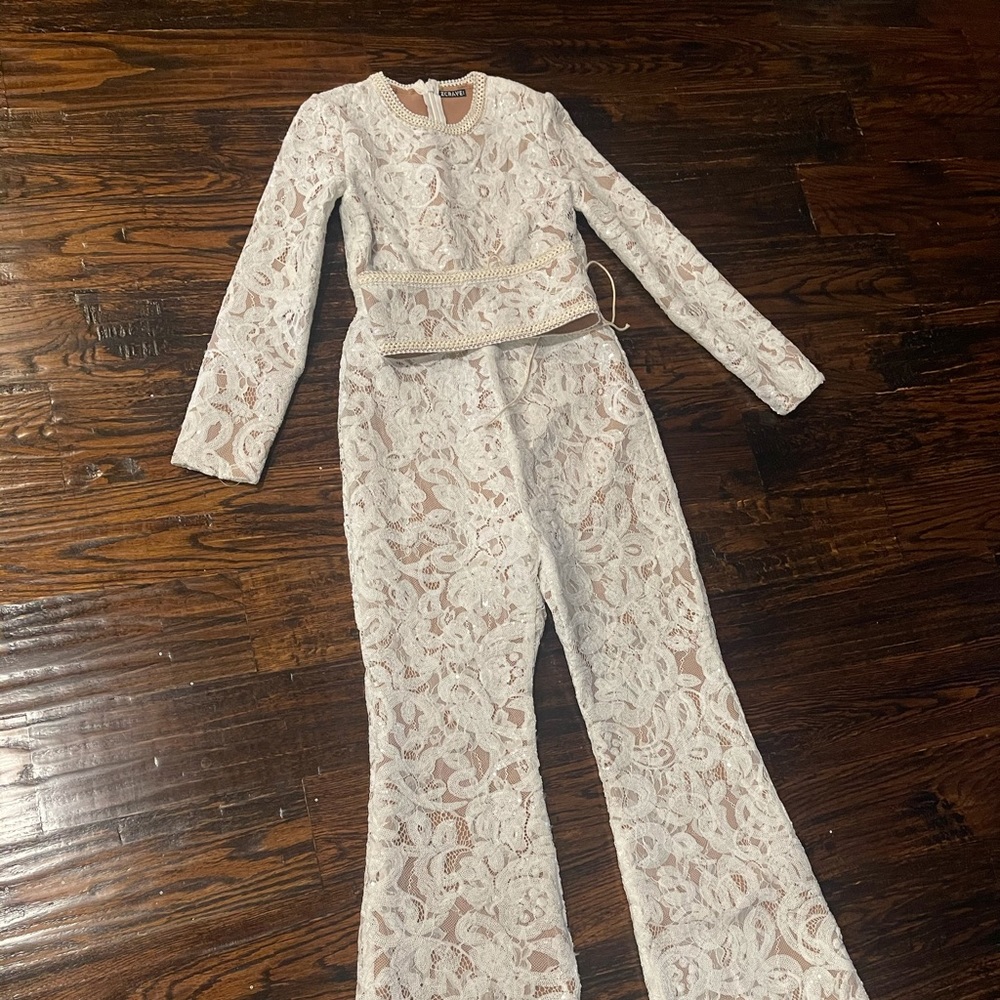 White Sequin Jumpsuit for Night Out
